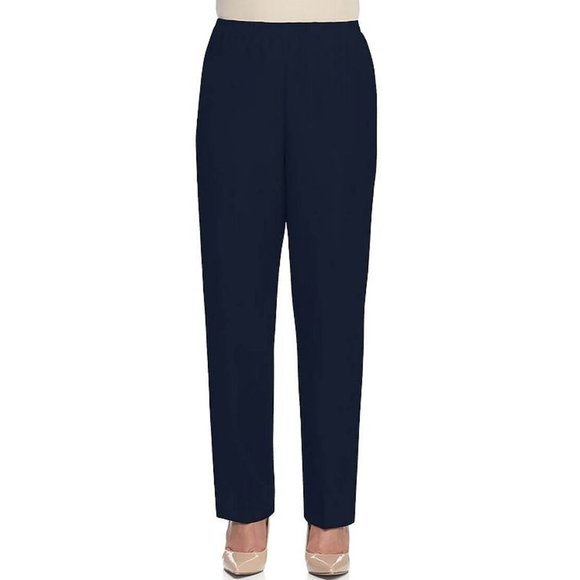 Women's Alfred Dunner Pull-On Straight-Leg Pants - 8 - Navy - New with Tags - Picture 1 of 1